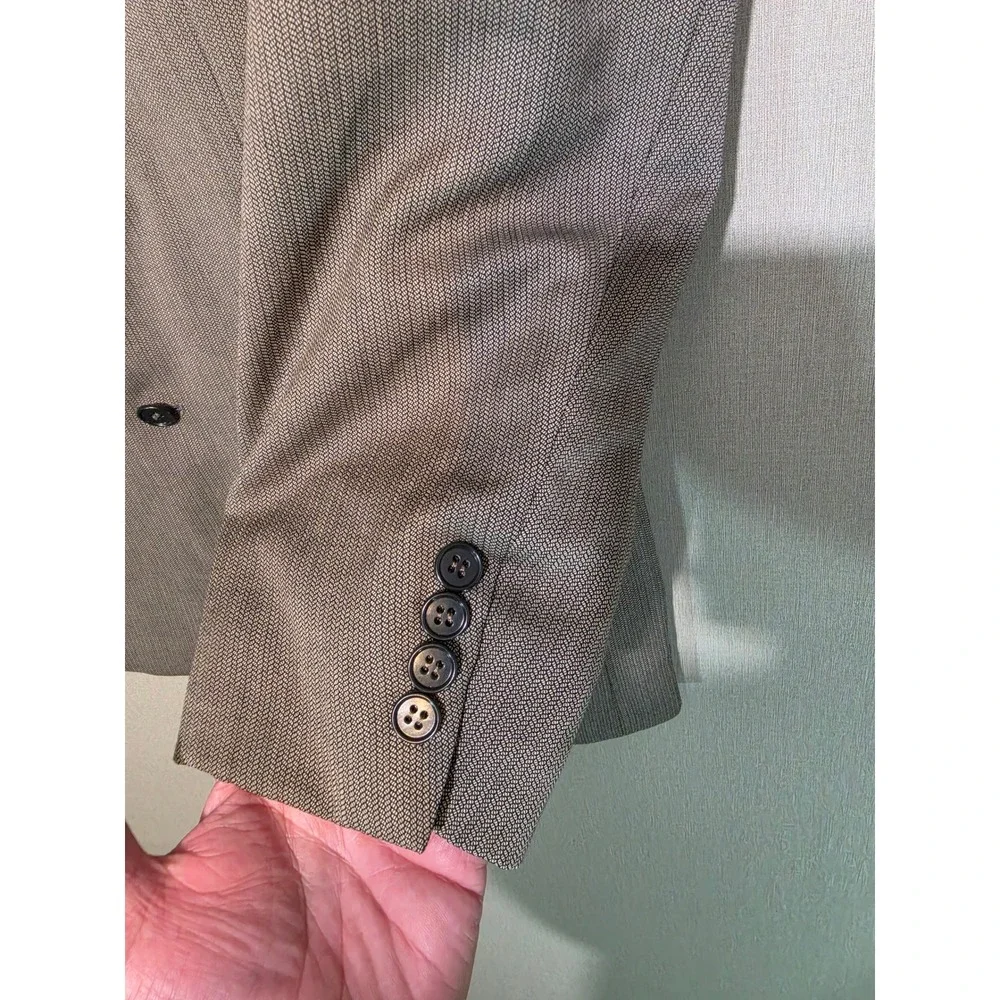 Oscar de la Renta Menswear Grey Micro Pattern Two Button Blazer Sport Coat